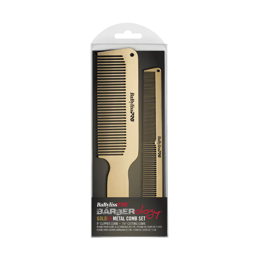 BaBylissPRO Barberology Metal Comb Set 2pc - Gold - Image 4